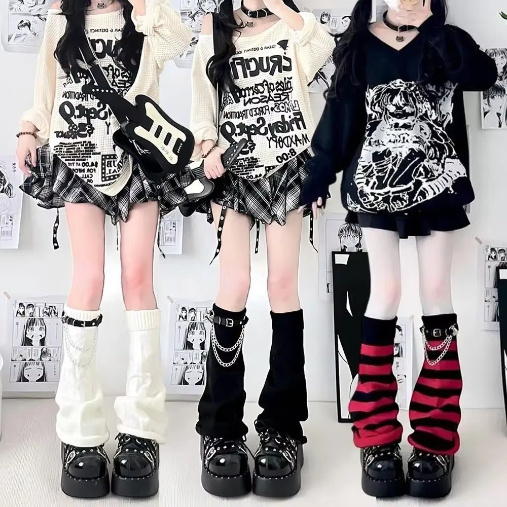 日本のハラジュクスタイルのニットレッグウォーマー、ルーズなニ - Boot Sock Slouchy のレビューと価格