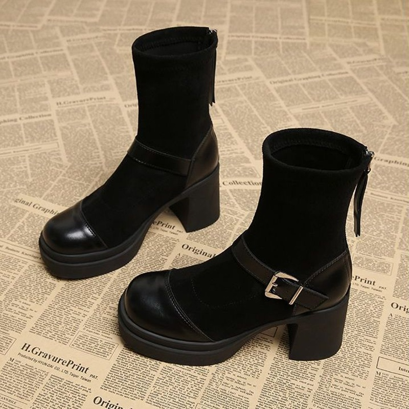 レディース 厚底 ショートブーツ チャンキーヒール 太ヒール - No Show Sock Women のレビューと価格