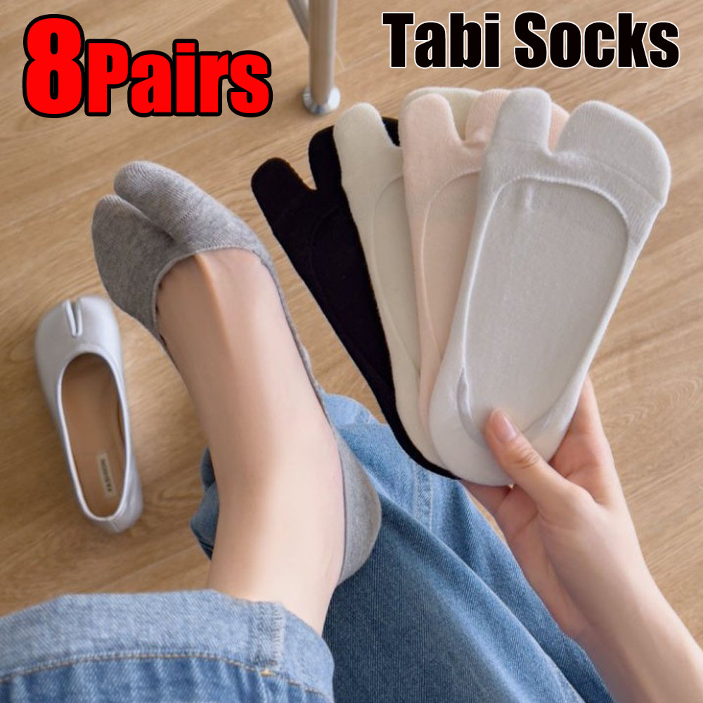 女性綿足袋靴下二本指夏薄型滑り止め目に見えないローカットボー - No Show Sock Women のレビューと価格