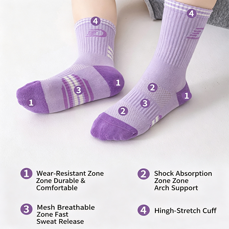 3足セット 子供用スポーツソックス、パイル地のクッション付き - Athletic Sock Cushion のレビューと価格